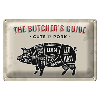 Blechschild Metzgerei 30x20cm Pork cuts Fleisch