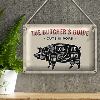 Blechschild Metzgerei 30x20cm Pork cuts Fleisch