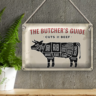Blechschild Kuh 30x20cm Beef cuts Fleisch Metzgerei