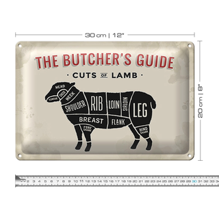Blechschild Lamm 30x20cm Lamb cuts Metzgerei Fleisch