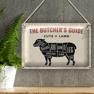 Blechschild Lamm 30x20cm Lamb cuts Metzgerei Fleisch