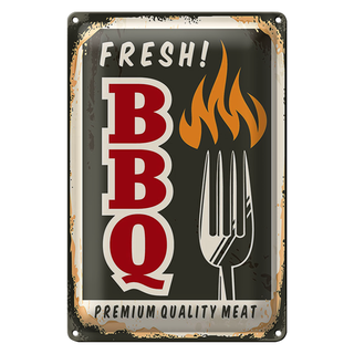 Blechschild Retro 20x30cm fresh BBQ Premium Quality meat