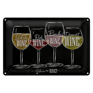 Blechschild Wein 30x20cm Glass of wine? red white