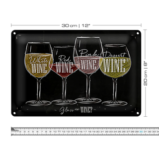 Blechschild Wein 30x20cm Glass of wine? red white