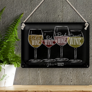Blechschild Wein 30x20cm Glass of wine? red white
