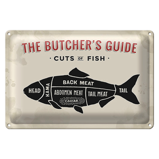 Blechschild Fisch 30x20cm cuts of fish Metzgerei
