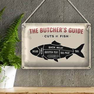 Blechschild Fisch 30x20cm cuts of fish Metzgerei