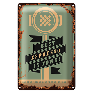 Blechschild Retro 20x30cm Kaffee best espresso in town! tin