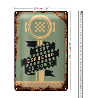 Blechschild Retro 20x30cm Kaffee best espresso in town! tin