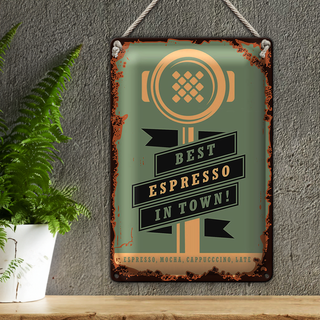 Blechschild Retro 20x30cm Kaffee best espresso in town! tin