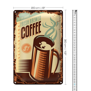 Blechschild Retro 20x30cm Kaffee fresh brewed Coffee $1