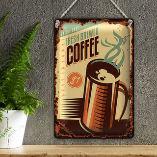 Blechschild Retro 20x30cm Kaffee fresh brewed Coffee $1