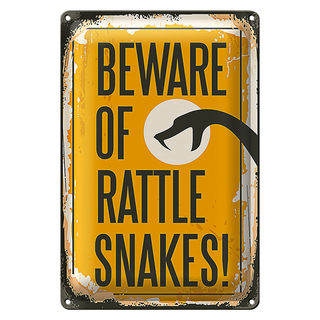 Blechschild Retro 20x30cm Schlange beware of rattle snakes