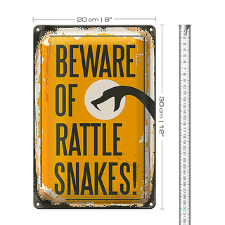 Blechschild Retro 20x30cm Schlange beware of rattle snakes