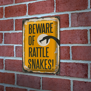 Blechschild Retro 20x30cm Schlange beware of rattle snakes