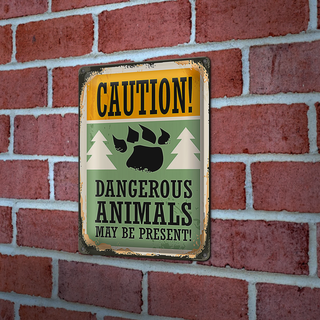 Blechschild Retro 20x30cm Caution dangerous animals
