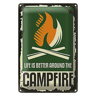 Blechschild Camping 20x30cm campfire life is better
