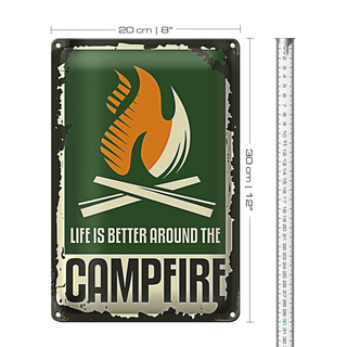 Blechschild Camping 20x30cm campfire life is better