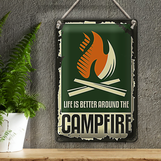 Blechschild Camping 20x30cm campfire life is better