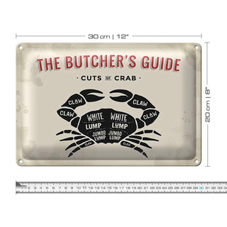 Blechschild Krabben 30x20cm cuts of crub Fisch