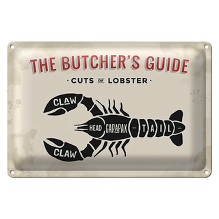Blechschild Lobster 30x20cm cuts of Lobster