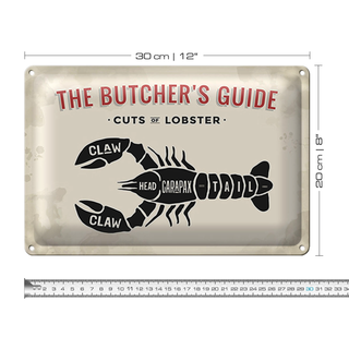 Blechschild Lobster 30x20cm cuts of Lobster