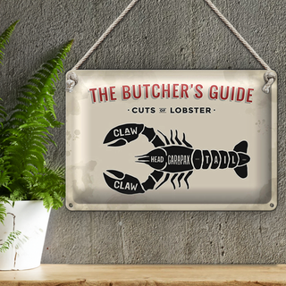 Blechschild Lobster 30x20cm cuts of Lobster
