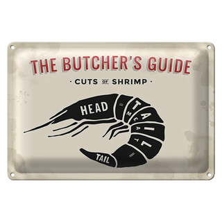 Blechschild Garnele 30x20cm cuts of shrimp Fisch