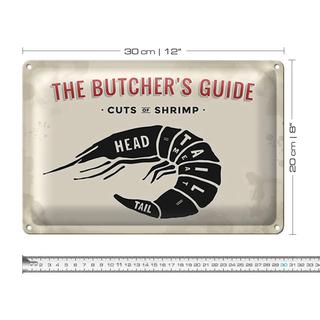Blechschild Garnele 30x20cm cuts of shrimp Fisch