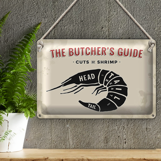 Blechschild Garnele 30x20cm cuts of shrimp Fisch