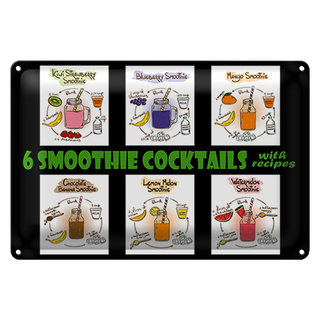 Blechschild 30x20cm 6  smoothie cocktails recipes