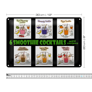 Blechschild 30x20cm 6  smoothie cocktails recipes