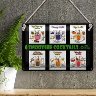 Blechschild 30x20cm 6  smoothie cocktails recipes