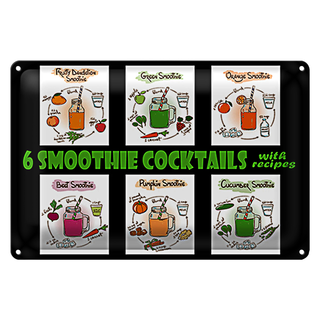 Blechschild 30x20cm 6  smoothie cocktails