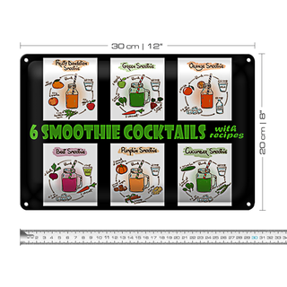 Blechschild 30x20cm 6  smoothie cocktails