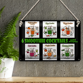 Blechschild 30x20cm 6  smoothie cocktails