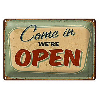 Blechschild Retro 30x20cm Come in we`re open