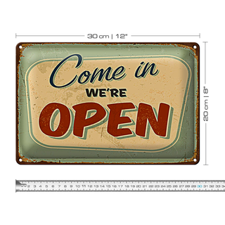 Blechschild Retro 30x20cm Come in we`re open