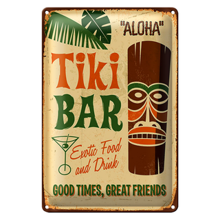 Blechschild 20x30cm Tiki Bar Aloha Exotic Food