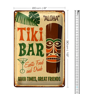 Blechschild 20x30cm Tiki Bar Aloha Exotic Food
