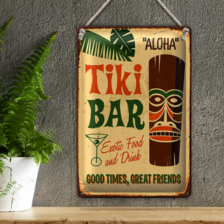 Blechschild 20x30cm Tiki Bar Aloha Exotic Food