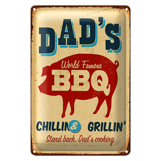 Blechschild Retro 20x30cm dad`s world famous BBQ grillin