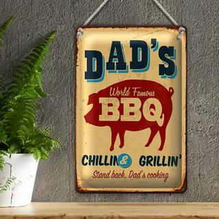 Blechschild Retro 20x30cm dad`s world famous BBQ grillin