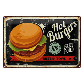 Blechschild hot burgers 30x20cm best in town