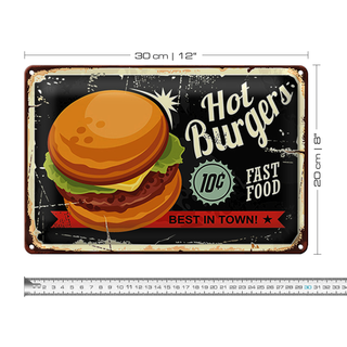 Blechschild hot burgers 30x20cm best in town