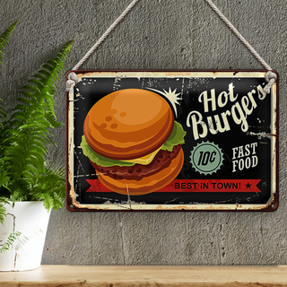 Blechschild hot burgers 30x20cm best in town
