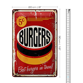 Blechschild burgers 20x30cm best in town Fast food