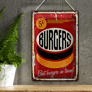 Blechschild burgers 20x30cm best in town Fast food