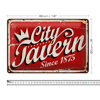 Blechschild City Tavern 30x20cm since 1875