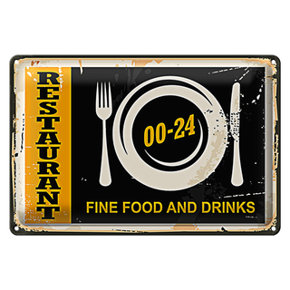 Blechschild Restaurant 30x20cm Fine Food Drinks Essen